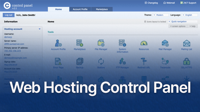 Web hosting control panel